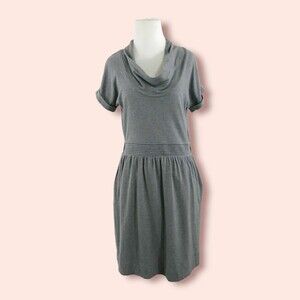 Anthropologie C KEER Dress XS Cowl Neck Pockets Shirt Knit Gray mob wife‎